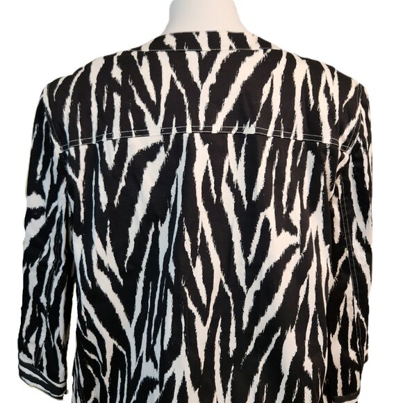 ❤️ 4/$20 Alfred Dunner sports jacket blazer Women 16W Zebra black white pockets - Picture 10 of 14